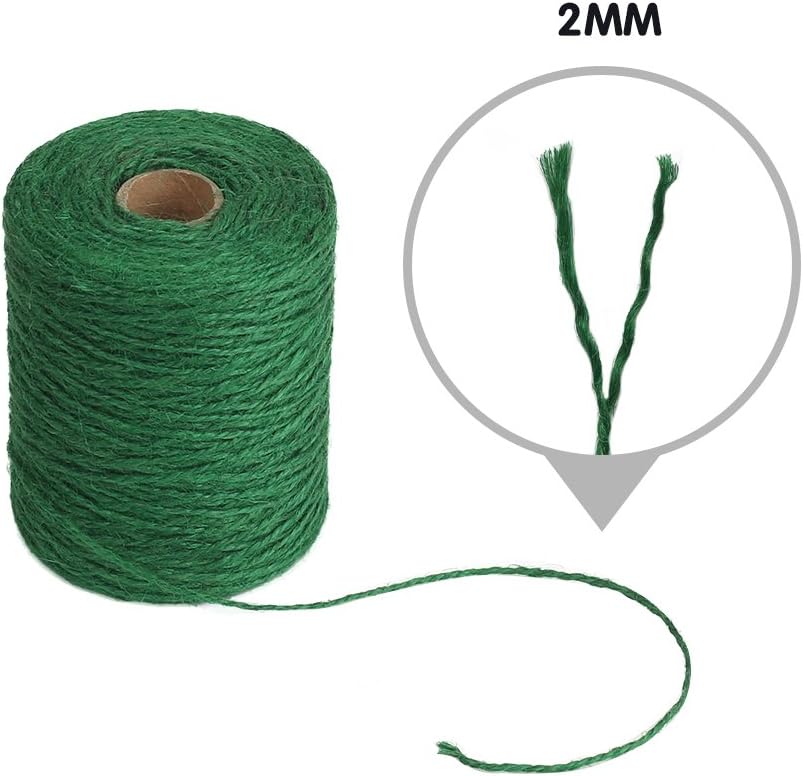 Vivifying 656 Feet Green Garden Twine, Natural 2mm Jute Twine for Floristry, Bundling, Crafts (Dark Green) : Office Products