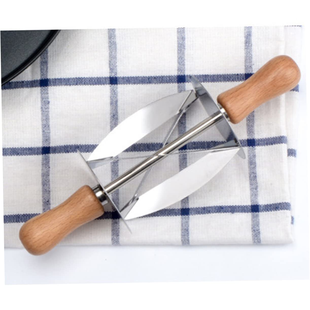 UPKOCH Coupe-croissants Rouleau à Pâtisserie en Acier Inoxydable Manche en Bois Facile Confortable à Tenir, 2 Pièces pour Cuisson et Pâtisserie