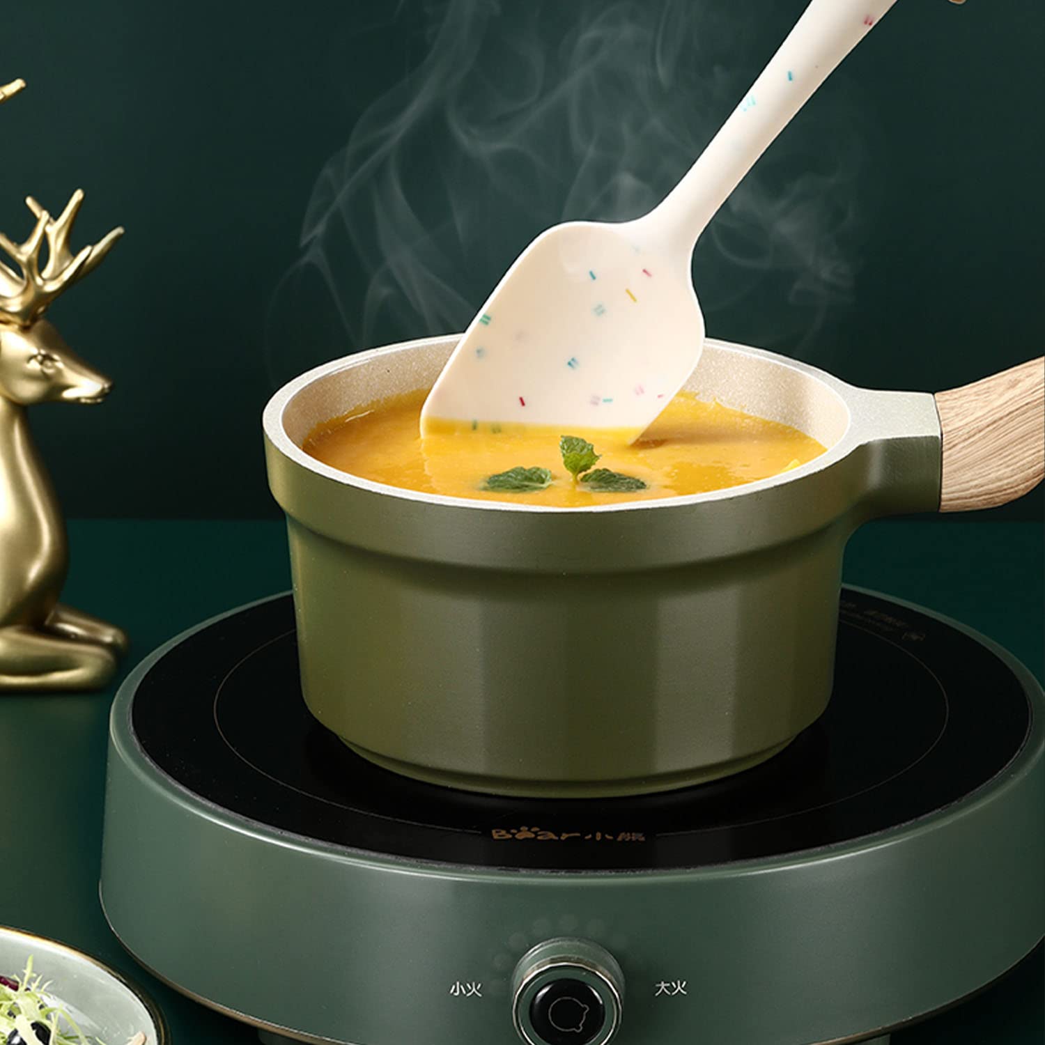 Pala de cuchara de silicona, diseño de una pieza resistente al calor, antiadherente sin costuras, raspador flexible y herramienta de mezcla para utensilios de cocina y restaurante 6