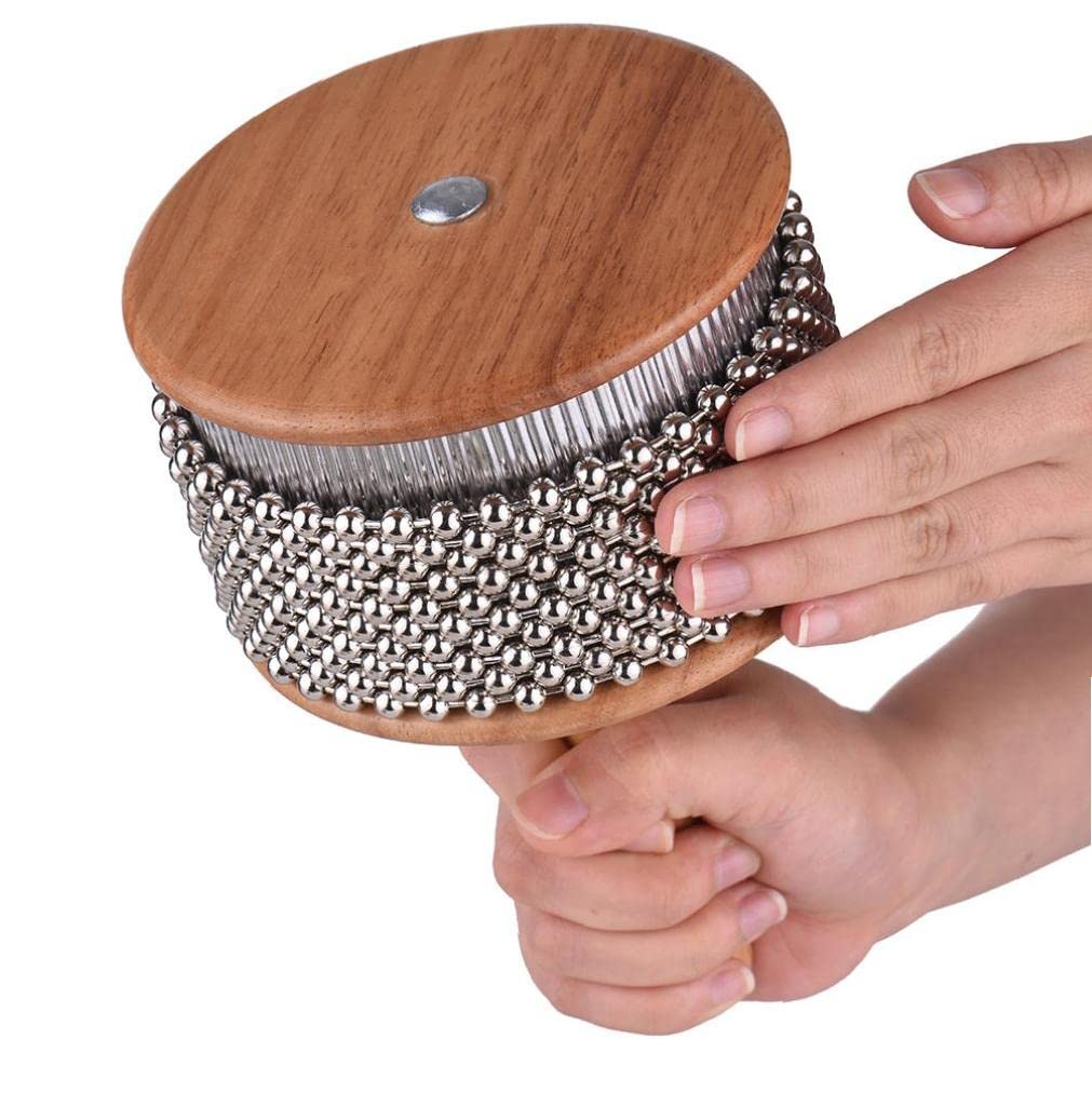 1 Stück Holz Cabasa Metall Perlen Kette & Zylinder Pop Hand Shaker Percussion Instrument Für Klassenroom Band Mittelgröße, 9 cm