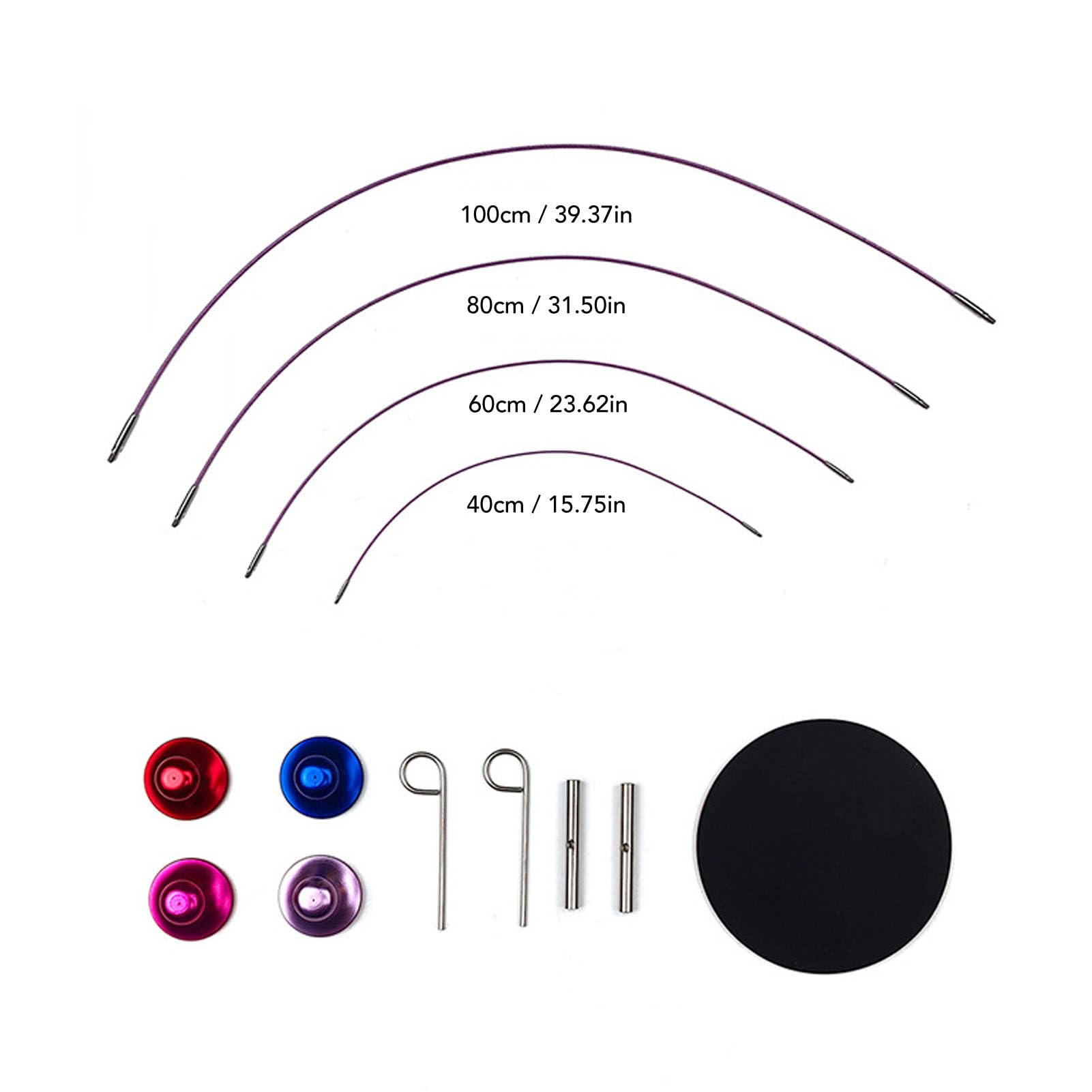 Set di uncinetti tunisini intercambiabili con cavo, set di uncinetti lunghi Uncinetti intercambiabili in alluminio Set di uncinetti tunisini colorati per realizzare sciarpe per
