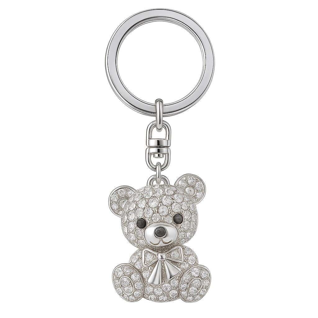 Bear Keychain – Rhinestone Keychains Bag Charms for Women with Bowknot Accent, Cute Key Chains Gifts for Girls & Cute Accessory Lovers