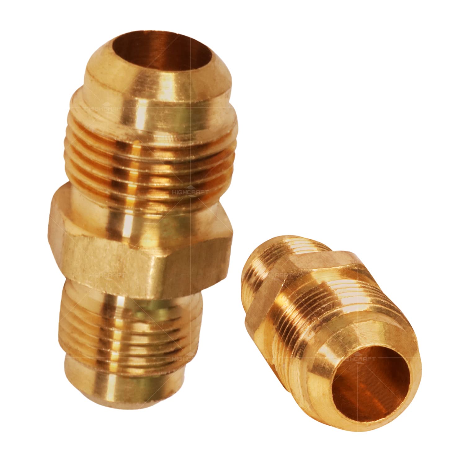 Highcraft G42S-585812-5 Acoplamiento de tubería de unión reductora de llamarada de 5/8" x 1/2" Conexiones de diámetro exterior de latón (paquete de 5)