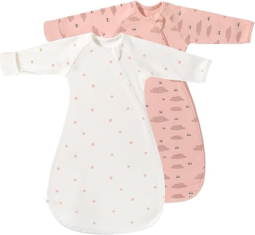 Saco de transición para recién nacidos, mangas hasta los brazos, puños de mitones, paquete de 2 unidades de 0 a 3 meses, saco de dormir para niños y