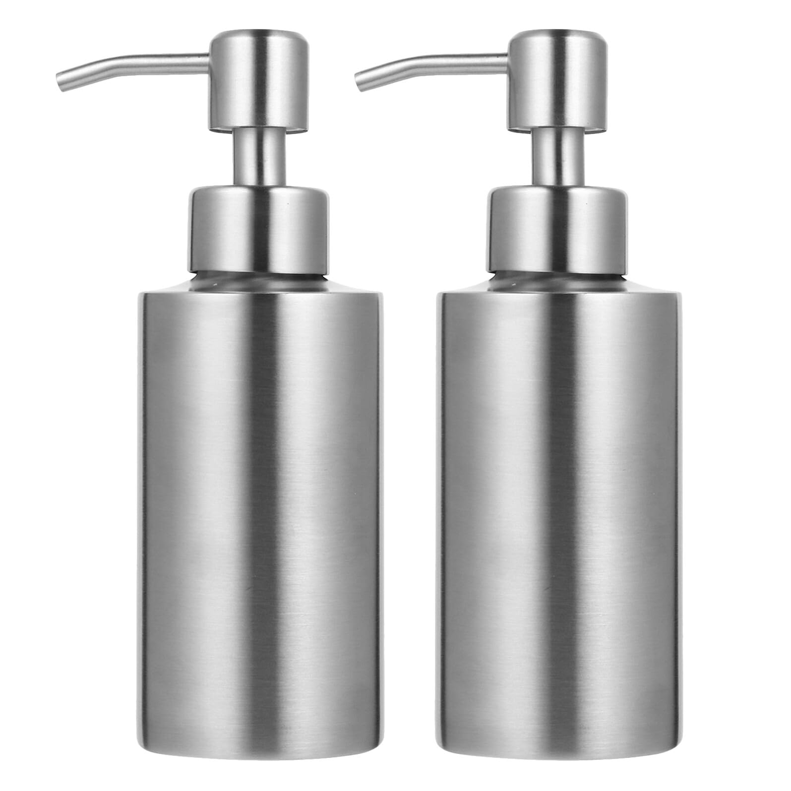 Garneck 2 Piezas Dispensadores de Loción de Acero Inoxidable Botellas Dosificadoras Portátiles para Jabón Líquido y Crema para Cocina y Baño Diseño Preciso y Moderno