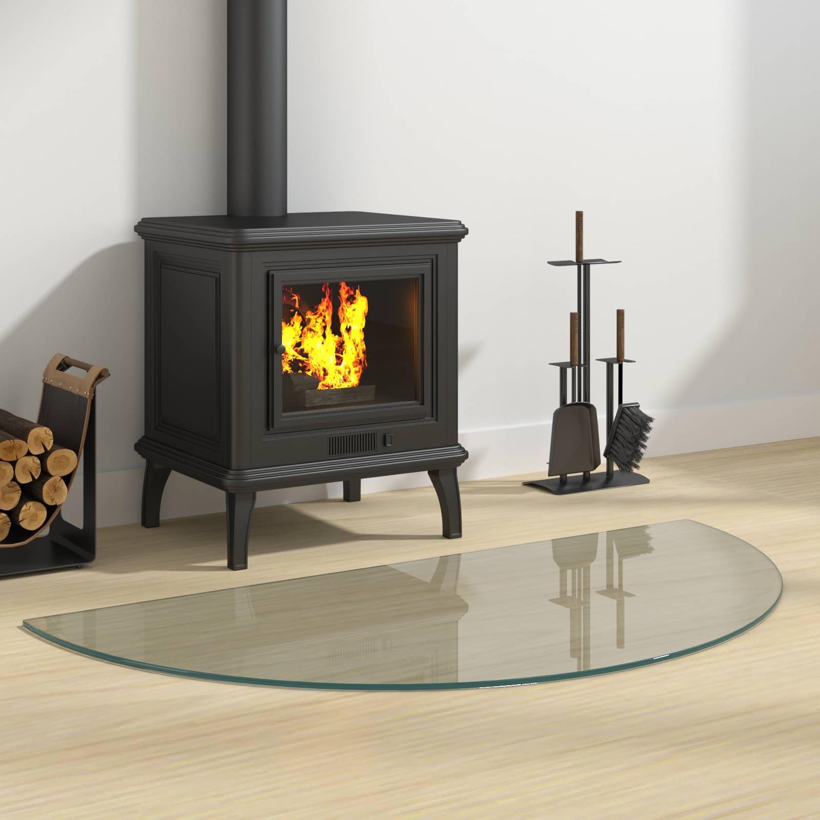 Placa de cristal transparente para chimenea, 1000 x 500 mm, rectangular de vidrio templado con bordes pulidos como placa de base de chimenea para protección contra incendios y protección del