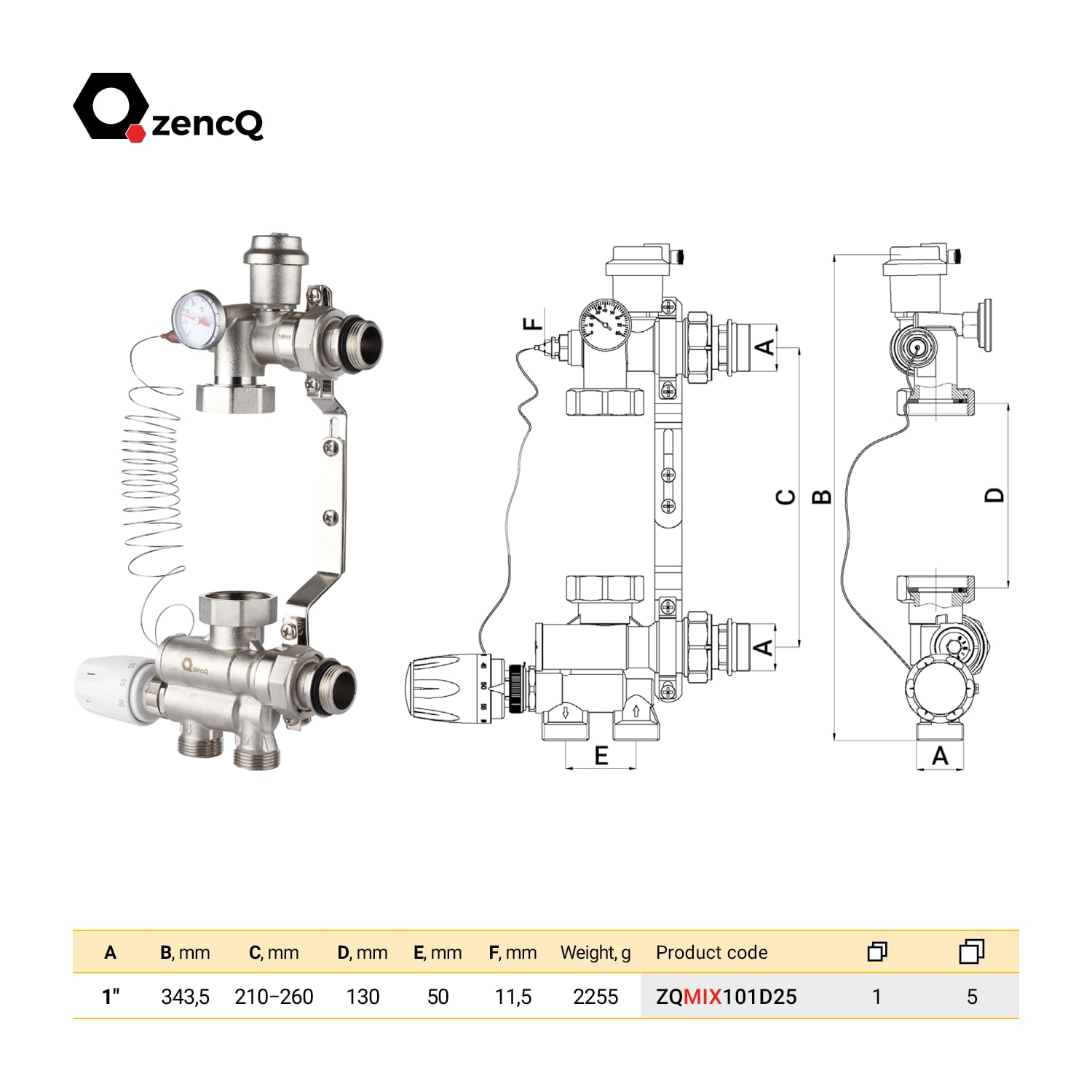 Image secondaire de Kit de Régulation pour Plancher Chauffant zencQ avec Mitigeur Thermostatique
