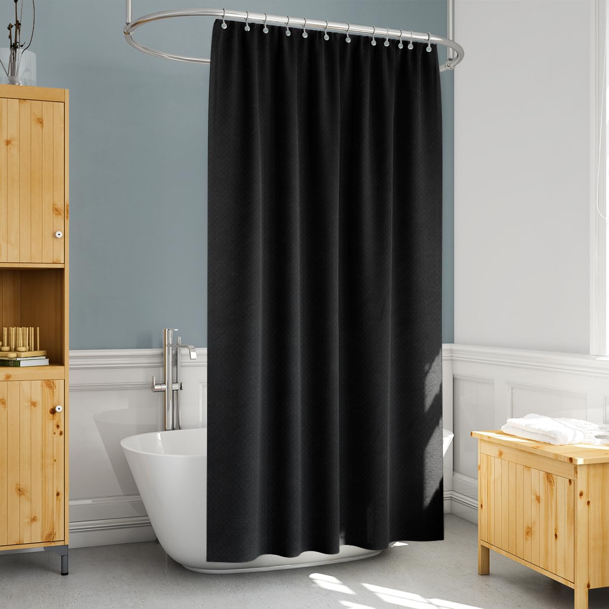 Duschvorhang Aus Waffelstoff – 180x180 Cm, Wasserdicht & Maschinenwaschbar, Inkl. Edelstahlhaken, Perfekt Fürs Badezimmer