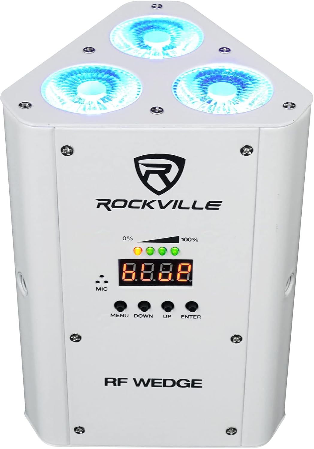 Rockville RF WEDGE WHITE 54W RGBWA+UV Battery Wireless DMX DJ Par Up Light, Rechargeable, RF Remote, 24-Hour Battery, for DJs and Events