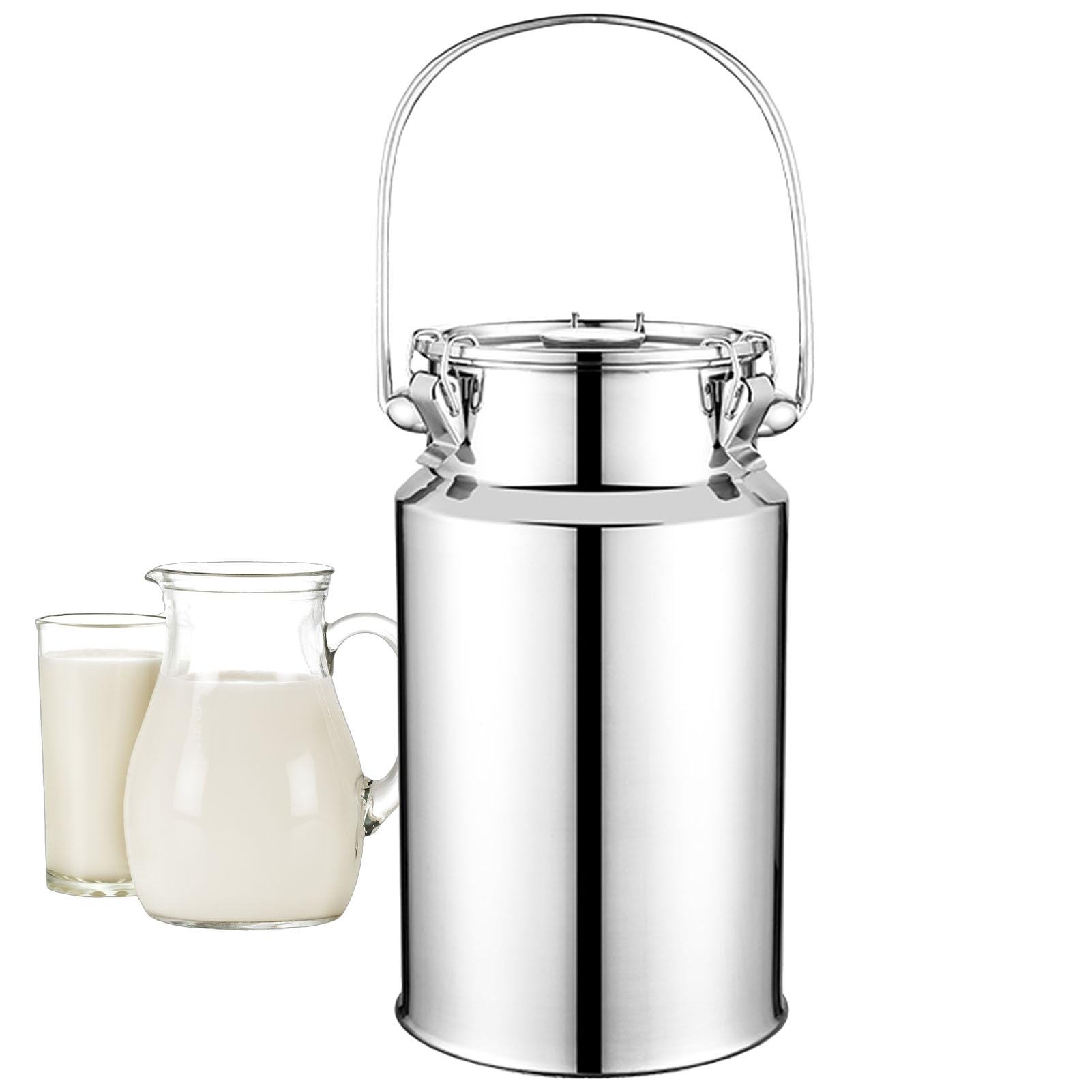 Adima Milch Transportkanne 201 Milch Transportkanne Mit DREI Verschlussclips Und Silikondichtung Molkerei Milch Kanne zum Transportieren oder zur Aufbewahrung,5L
