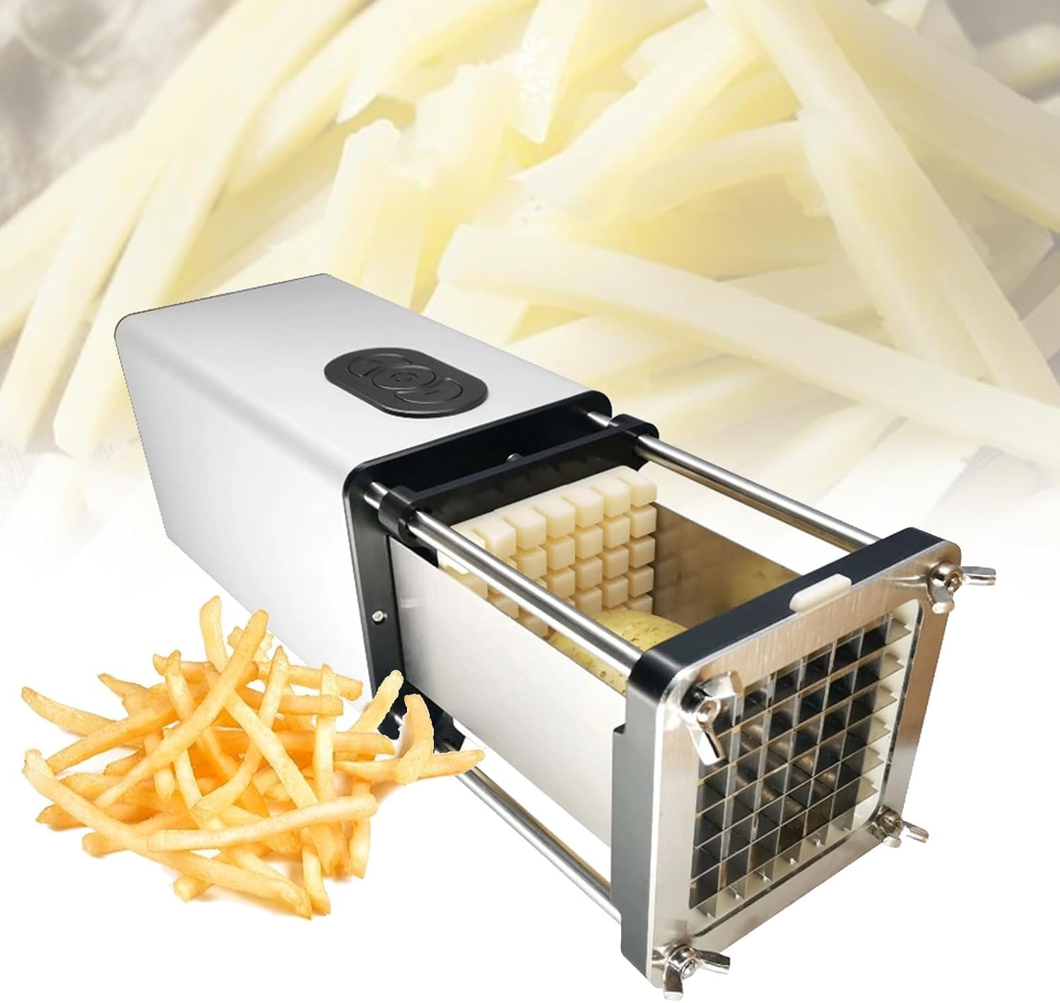 ASerZenith Electric Potato Cutter And Vegetable Chopper, Large Capacity Design For Commercial Kitchens,Silver