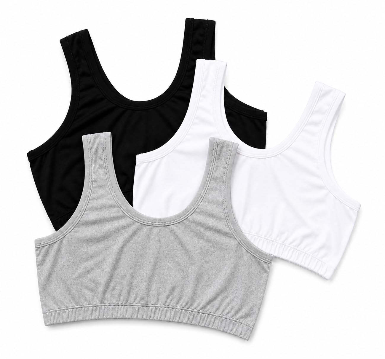 Women Padded Sports Bra Combo Pack of 3 (Black, White, Pink) | Non-Wired Stretchable Comfortable Bra for Girls & Women | Everyday & Gym Wear (in, Alpha, L, L, C, 34, Regular, Black, White, Grey)-picture-55