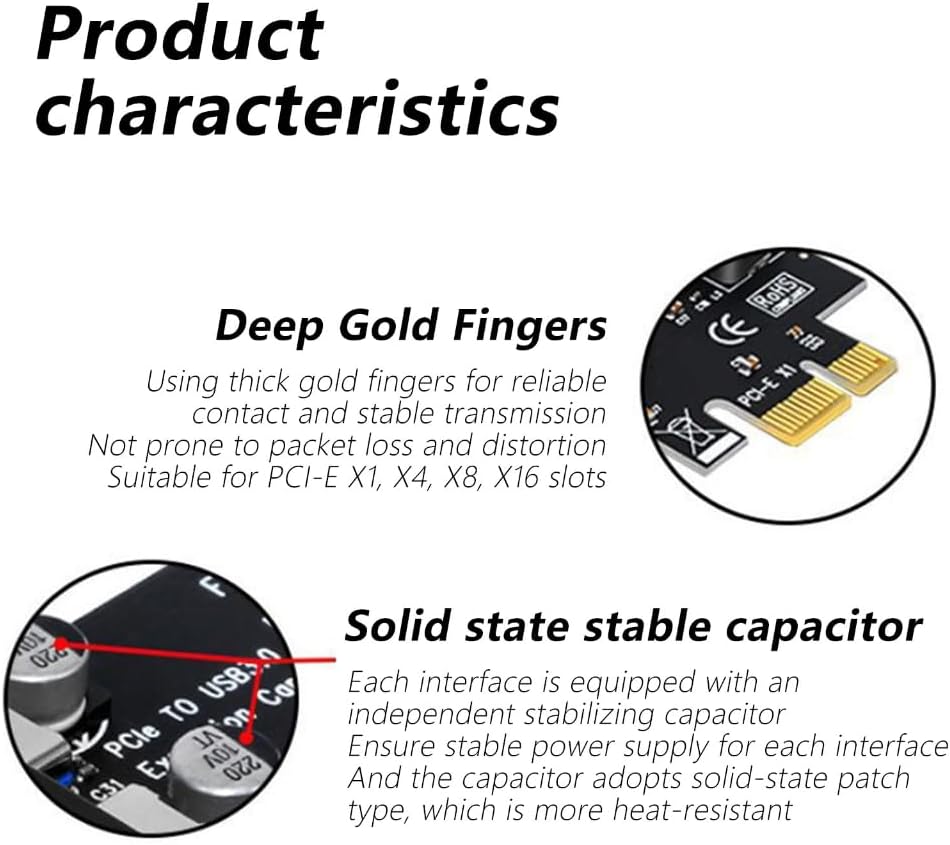 USB3.0 PCIE Adapter PCIE to 7 Port USB Expansion Adapter Card USB3.0 PCIe Controller Converter Card for Desktop PC