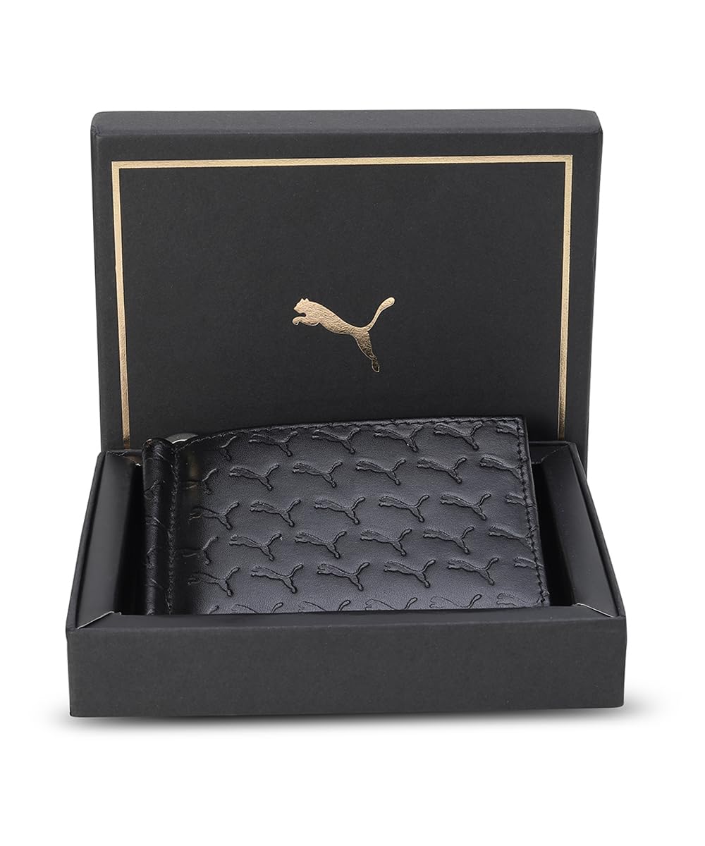 Puma Polyester Unisex-Adult Cat Money Clip Wallet, Black-Bronze (5472602)