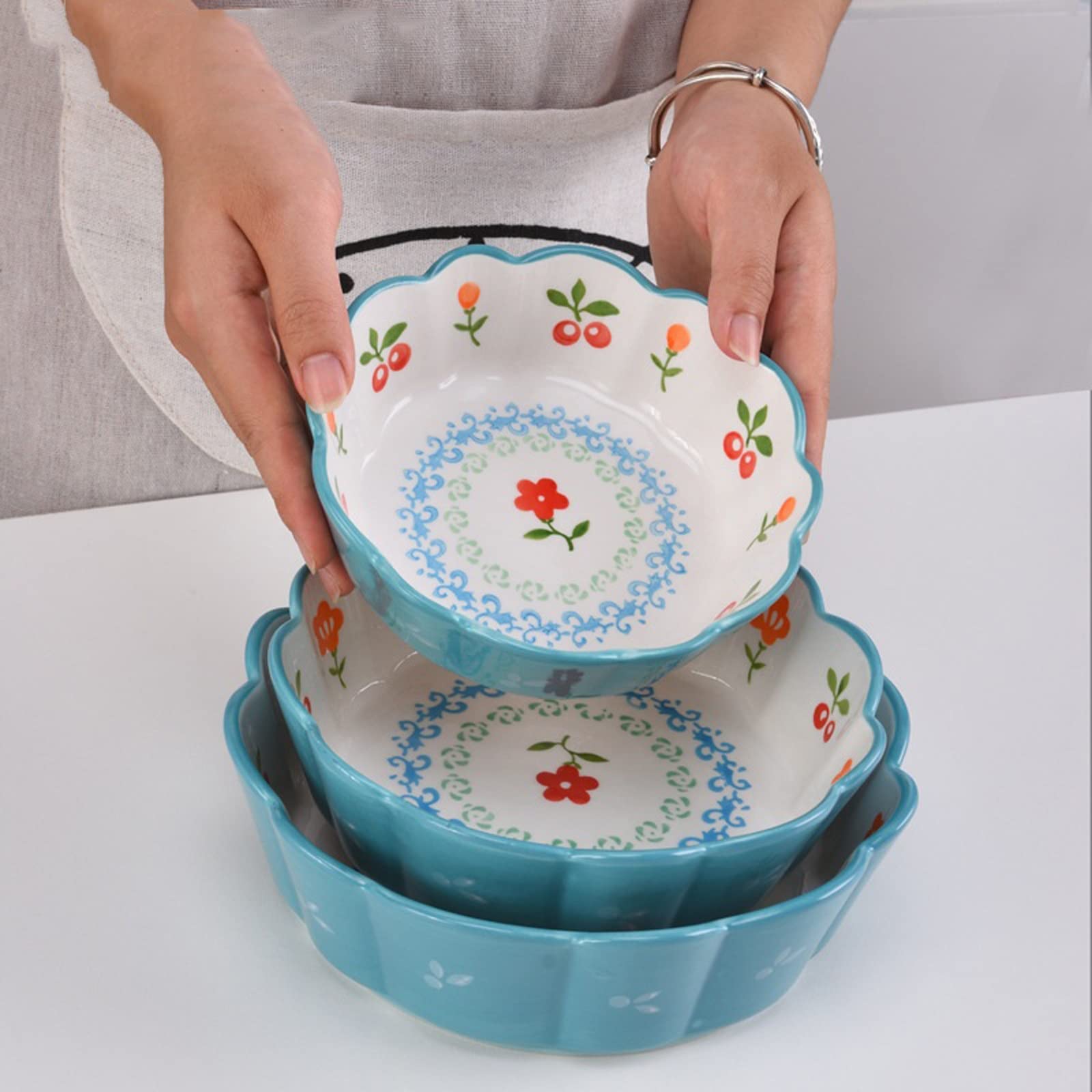 Japońskie formy do pieczenia, na owoce gospodarstwa domowego, miska do sałaty, ręcznie malowana miska deserowa, miska na ryż, natychmiastowe ceramiczne naczynia do lasagne, tiramisu i zapiekanek (A,L)