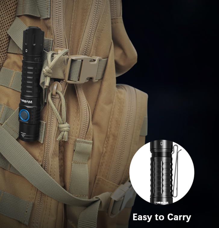 Miniatura 6 de Wurkkos FC12 - Linternas tácticas de alto lúmenes, linternas recargables de largo alcance de 345M, 2000 lúmenes, luz LED súper brillante, linterna