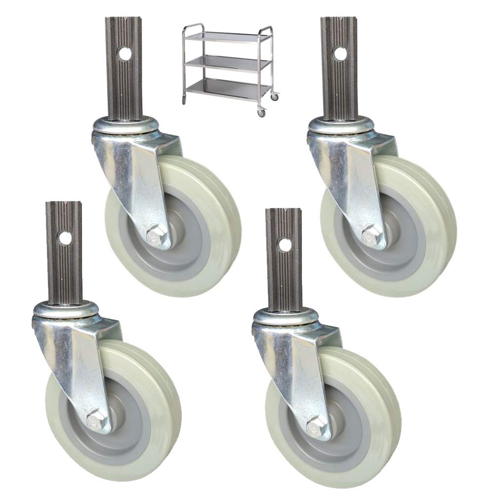 GBRJUYF 4" Heavy-Duty PU Swivel Furniture Casters, Set of 4, Square Tube Support, No Noise, 300kg Capacity, Ideal for Kitchen Carts and Workbenches