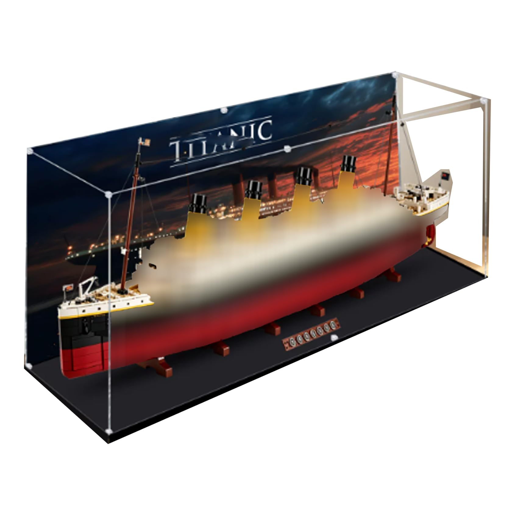 Acrylic Display Case for Lego 10294 Titanic Building Set, Dustproof Transparent Box - Only Display Case, Display Box Compatible with Lego 10294 (Back Spray (Base B))