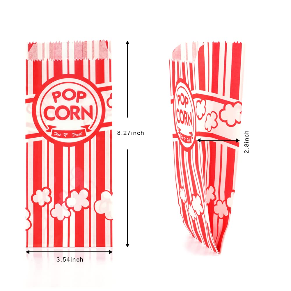 500 bolsas de palomitas de maíz de 1 onza rojas y blancas a granel para porciones individuales, bolsa pequeña de palomitas de maíz para películas, teatro, fiesta de carnaval, decoraciones