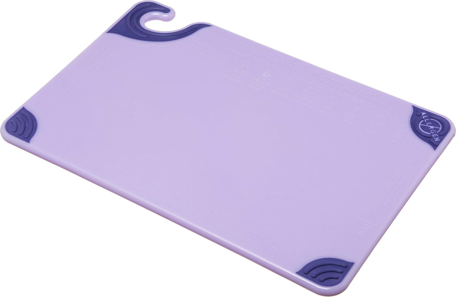 San Jamar Saf-T-Grip Plastic Cutting Board with Safety Hook, 12" x 18" x 0.5", Purple Purple 1