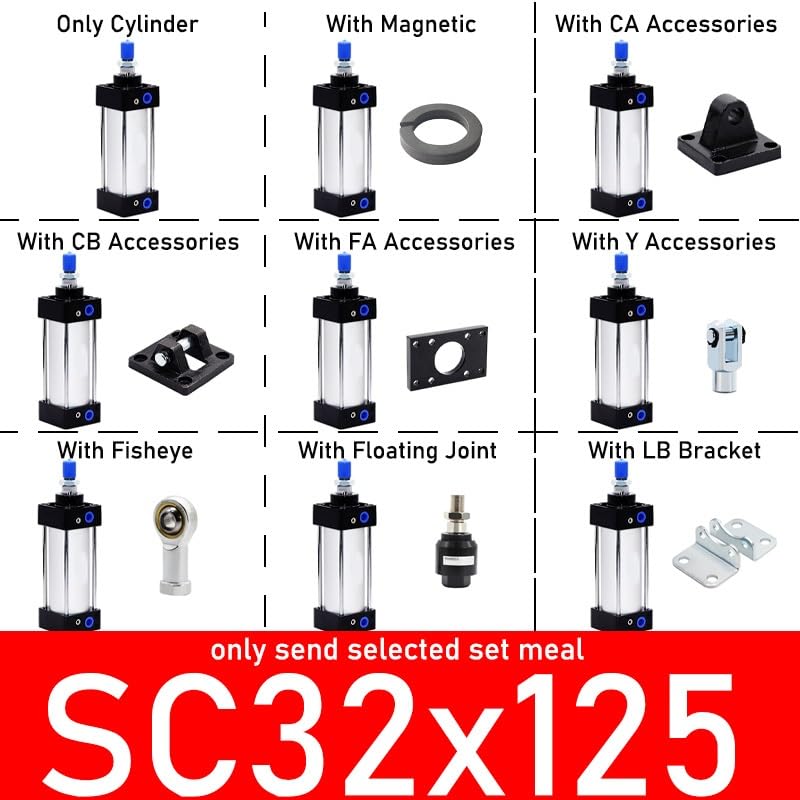 Cilindro neumático SC32 de aluminio magnético de 125 mm para automatización industrial 6