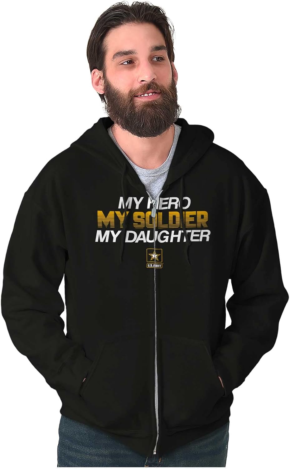 Brisco Brands US Army My Daughter Soldier Hero Zip Up Hoodie Mens Womens