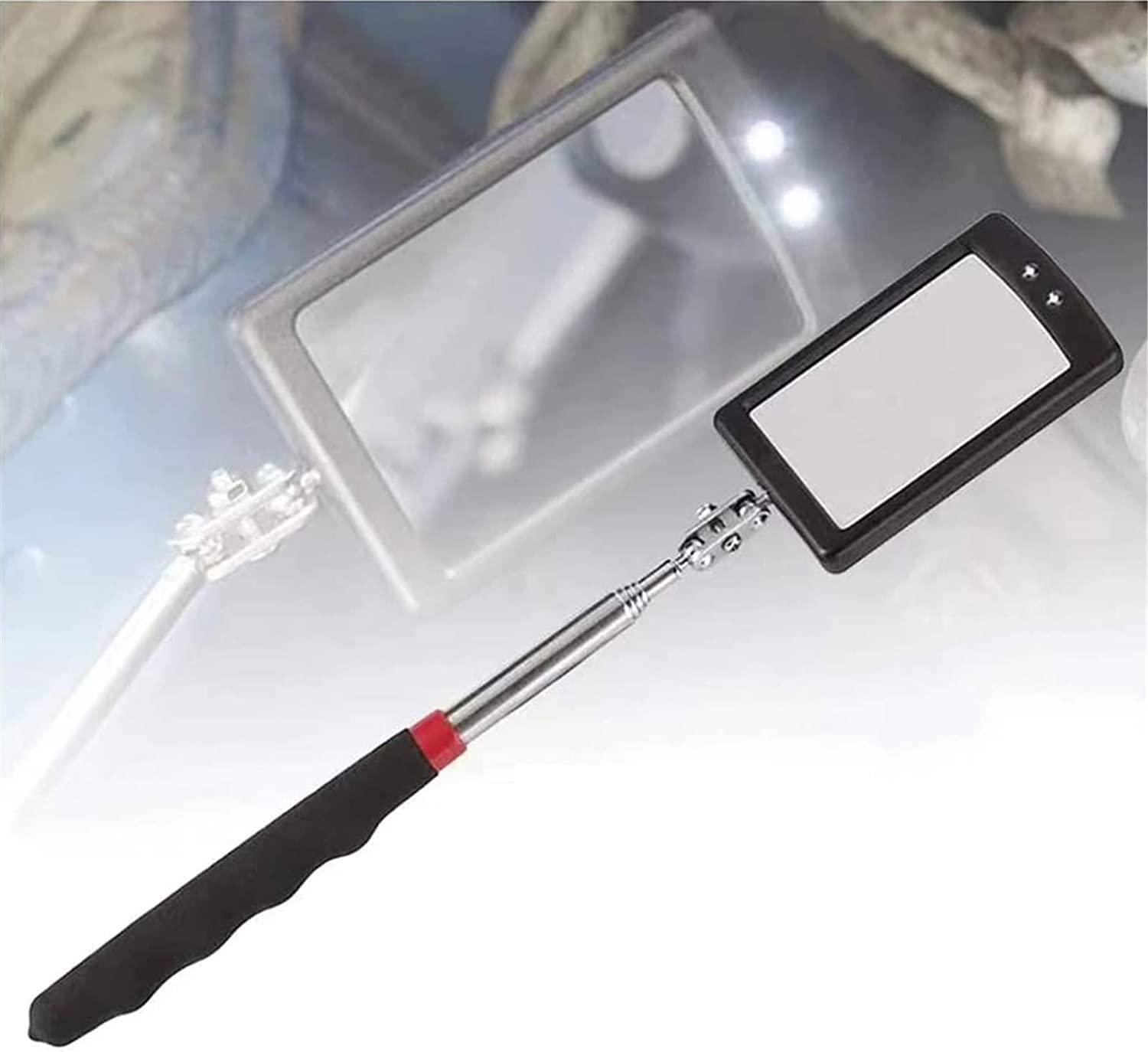 YNIYUJKL Telescoping Inspection Mirrors Automotive Inspection Mirror Car Chassis Telescoping Inspection Mirror With Light, Mechanic Mirror Tool, 360° Swivel Square Inspection