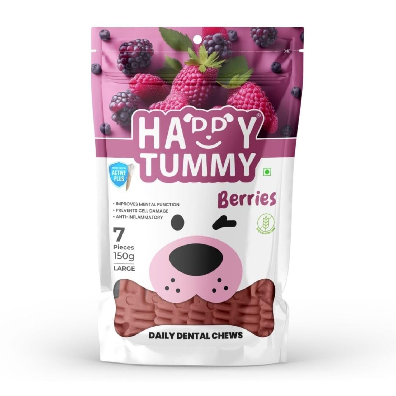 Happy Tummy Bone Treat for Medium to Large Dogs (Berries Bone, 7 Pieces, Large) | Daily Dental Chew for Dogs | Improves Mental Function, Anti-Inflammatory | Sold by Foodie Puppies with Free Key Ring (B0CSDJ52W2) Amazon Price History, Amazon Price Tracker