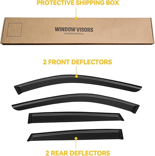 Miniatura 256 de Visera de ventana para Toyota 4Runner 2010-2024, protectores de lluvia de canal exterior, deflector de ventilación, sombra de viento, humo oscuro