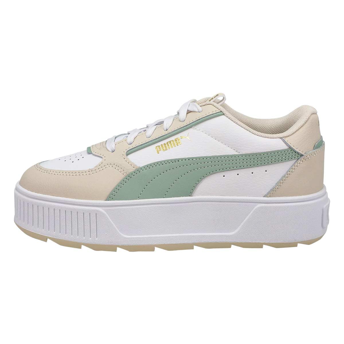 PUMAWomen's Karmen Rebelle Lace Up Platform Sneaker Wht/Green 8 Medium US