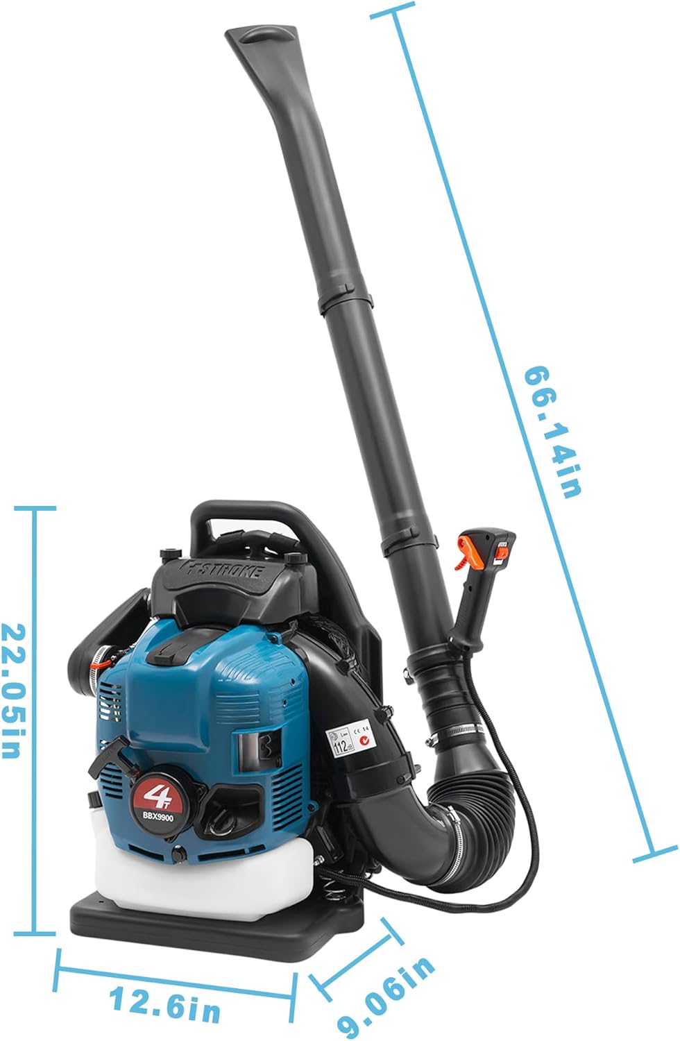 Backpack Leaf Blower, 75.6CC 4Cycle Backpack Blower Gas Powered, 498-CFM, Powerful Clearing Performance & Ergonomic Harness System, Portable Air Blower for Garden Snow Dirt Debris (US Stock)