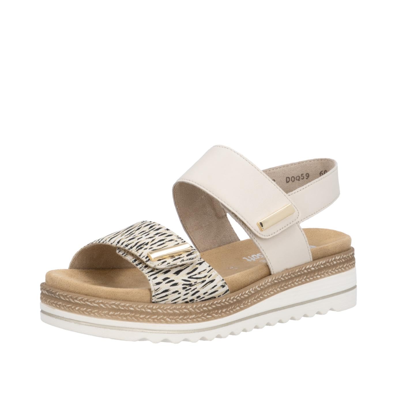 Remonte Women's D0Q59 Wedge Sandals, Beige, 37 EU