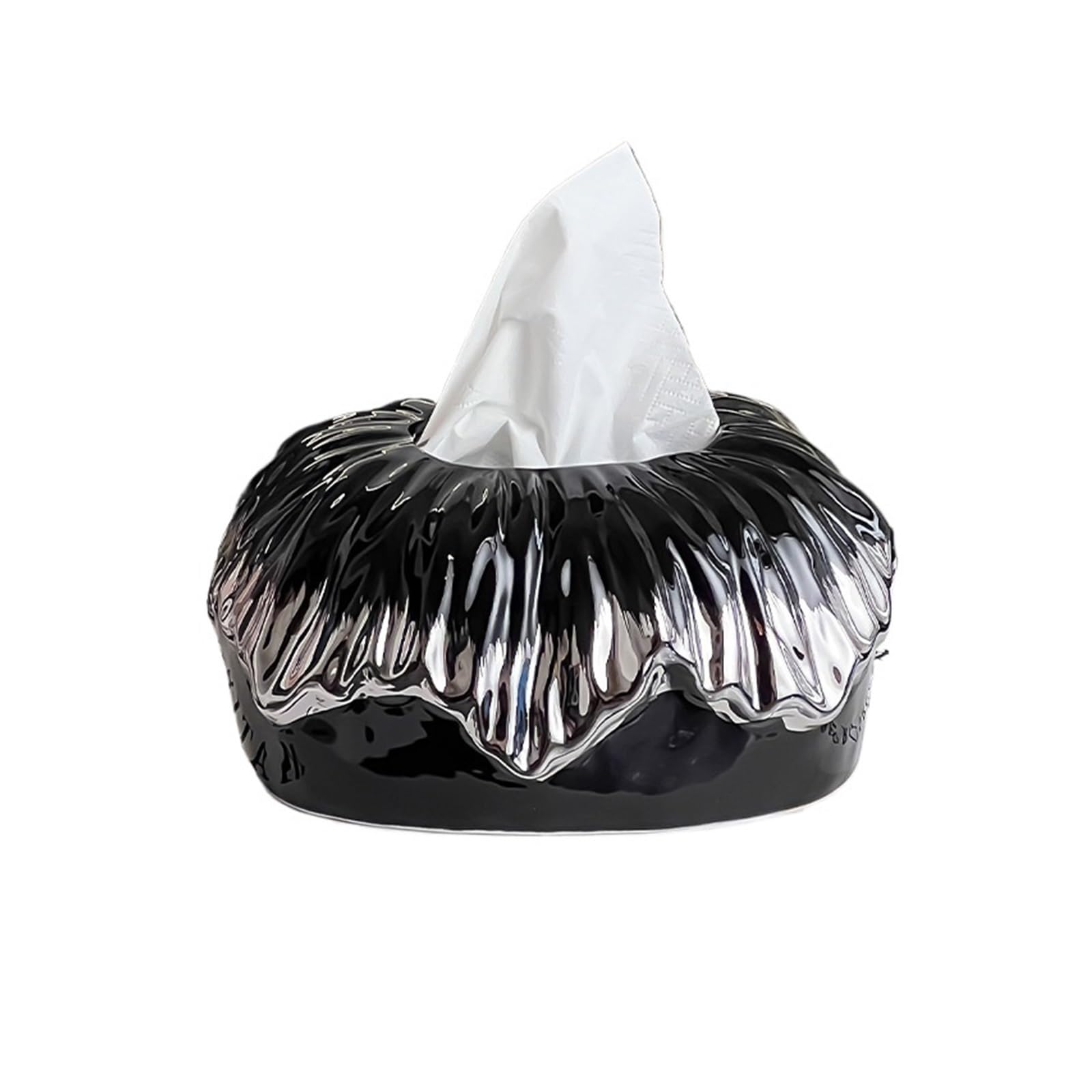 Luxury Creative Ceramic Tissue Box, Living Room Coffee Table Ornament Napkin(Black)