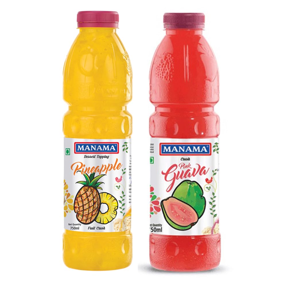 Manama Pineapple Crush and Pink Guava Crush | 750ML Each | Topping for Cakes, Pies and Shakes | Pack of 2-image-25
