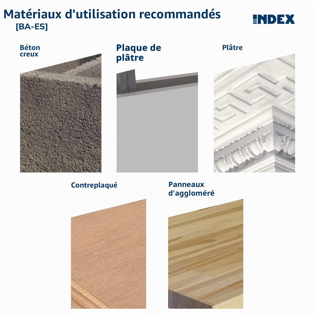 INDEX Fixing Systems BAESM04 [BA-ES] Basculant par gravité pour la fixation d'éléments légers sur faux plafonds/GRAVITEX. Chevron Ø14, M4, Set de 50 pièces