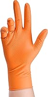 Vista 2 de TitanFlex Heavy Duty Orange Industrial Nitrile Gloves with Raised Diamond Texture, Latex Free (6mil/8mil)