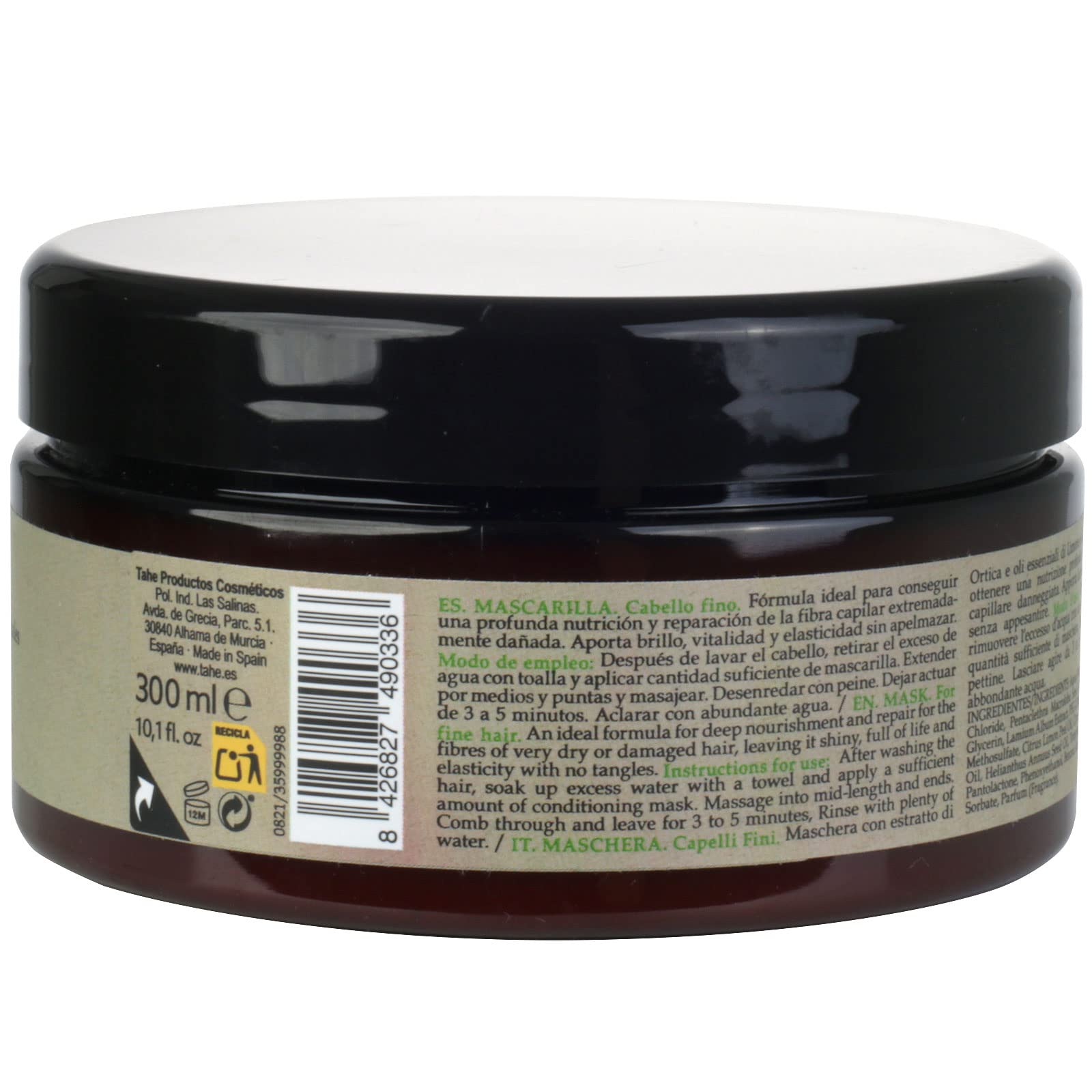Tahe Nutritium Organic Care maska do włosów delikatnych – z ekstraktem z pokrzywy i olejkami eterycznymi z cytryny i pomarańczy, 300 ml