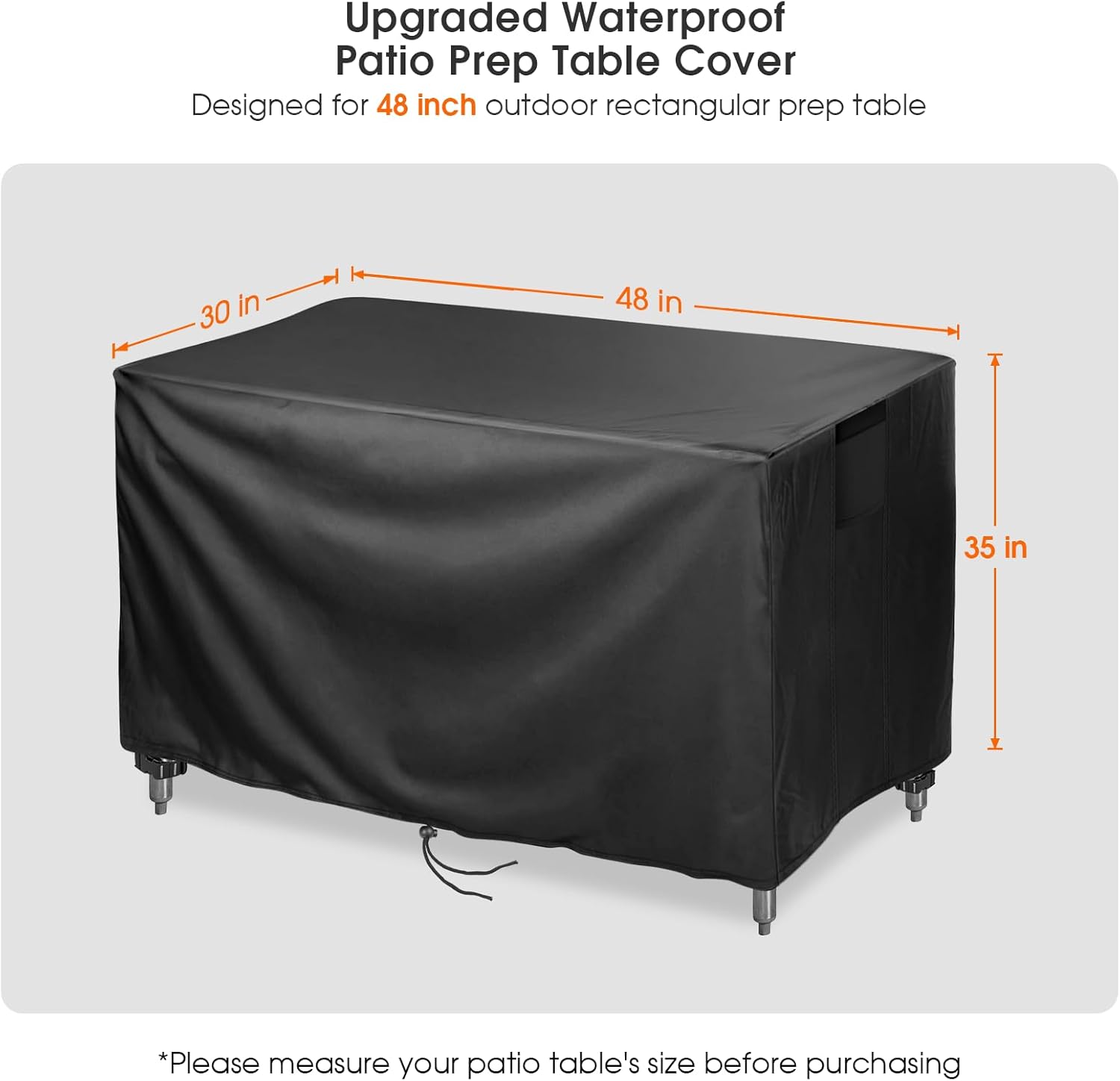 Outdoor Prep Table Cover 48 inch,Waterproof Grill Table Cover Stainless Steel Table Covers, Outdoor Metal Work Tables Covers - 48 X 30 X 35 Inch