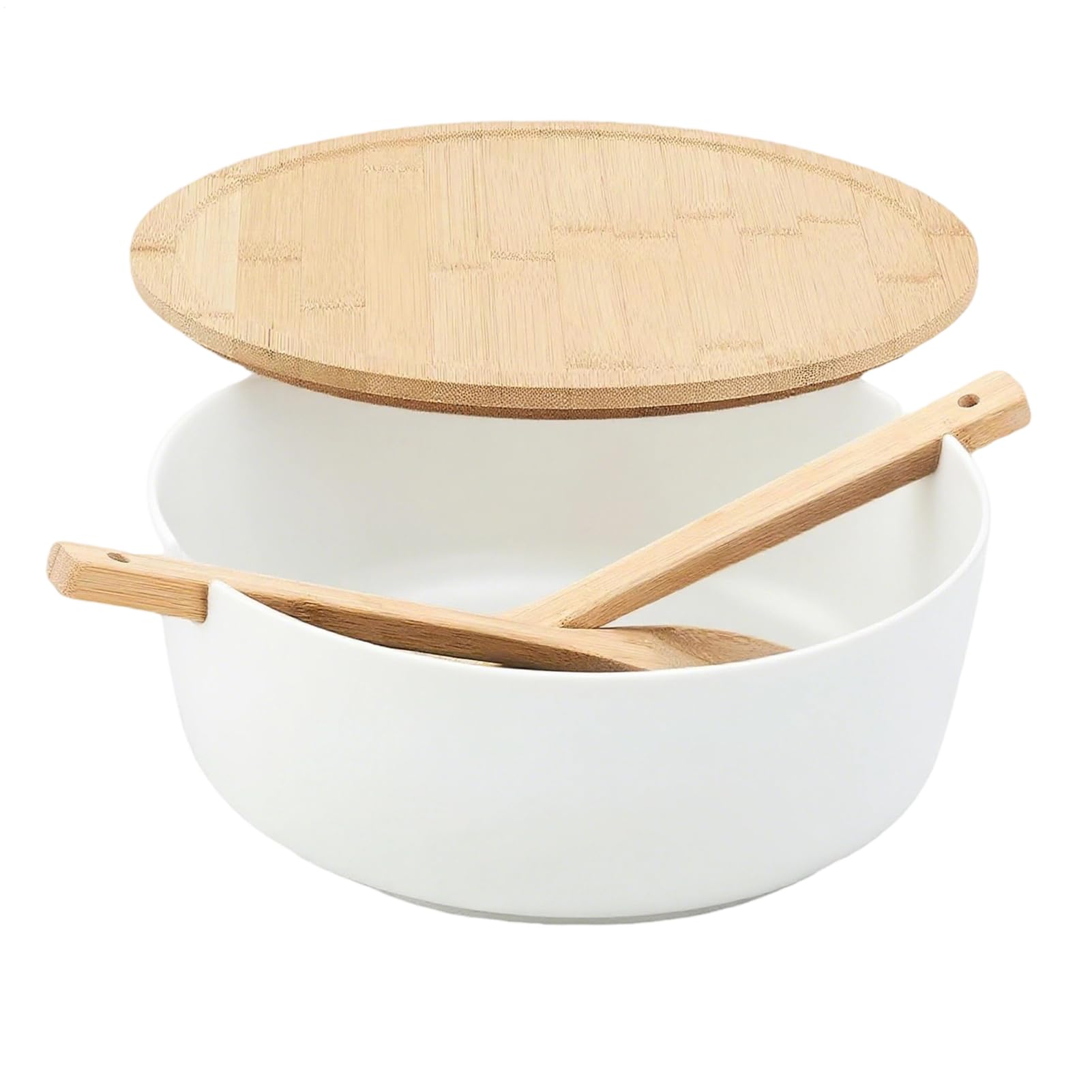 Grand Saladier Contenants Alimentaires En Bois Ustensiles De Cuisine | Grands Bols De Service Avec Couvercles Mixage Cuisson Préparation Repas Fruits Légumes Pâtes Céréales