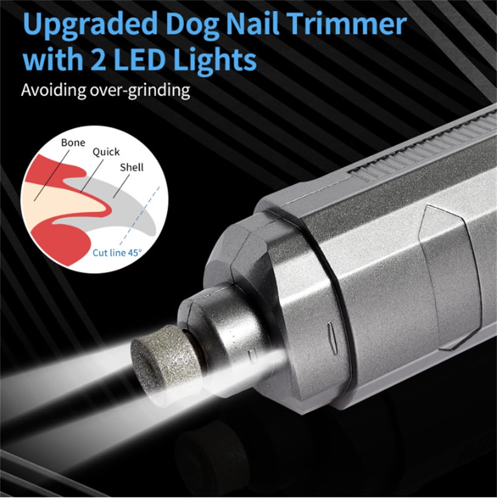 Cortaúñas para perros y gatos, lima de uñas eléctrica, pulido automático de uñas de bajo ruido y vibración, para perros grandes y pequeños, mascotas, gatos, aseo rápido, color negro