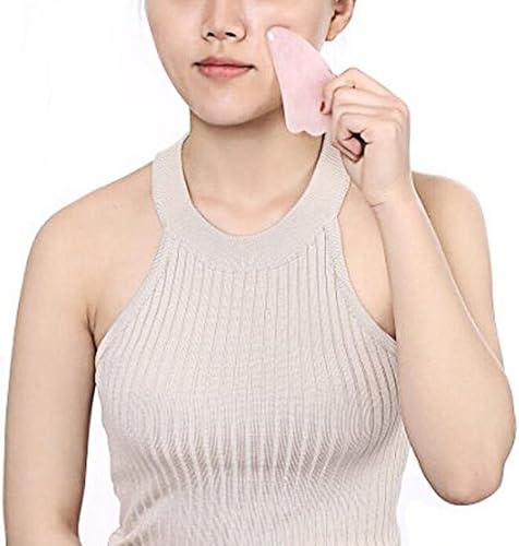 Miniatura 5 de Tabla de Gua Sha de cuarzo rosa rosa Feng Shui, alivio terapéutico y renovación de la piel, piedra curativa hecha a mano totalmente natural W3462