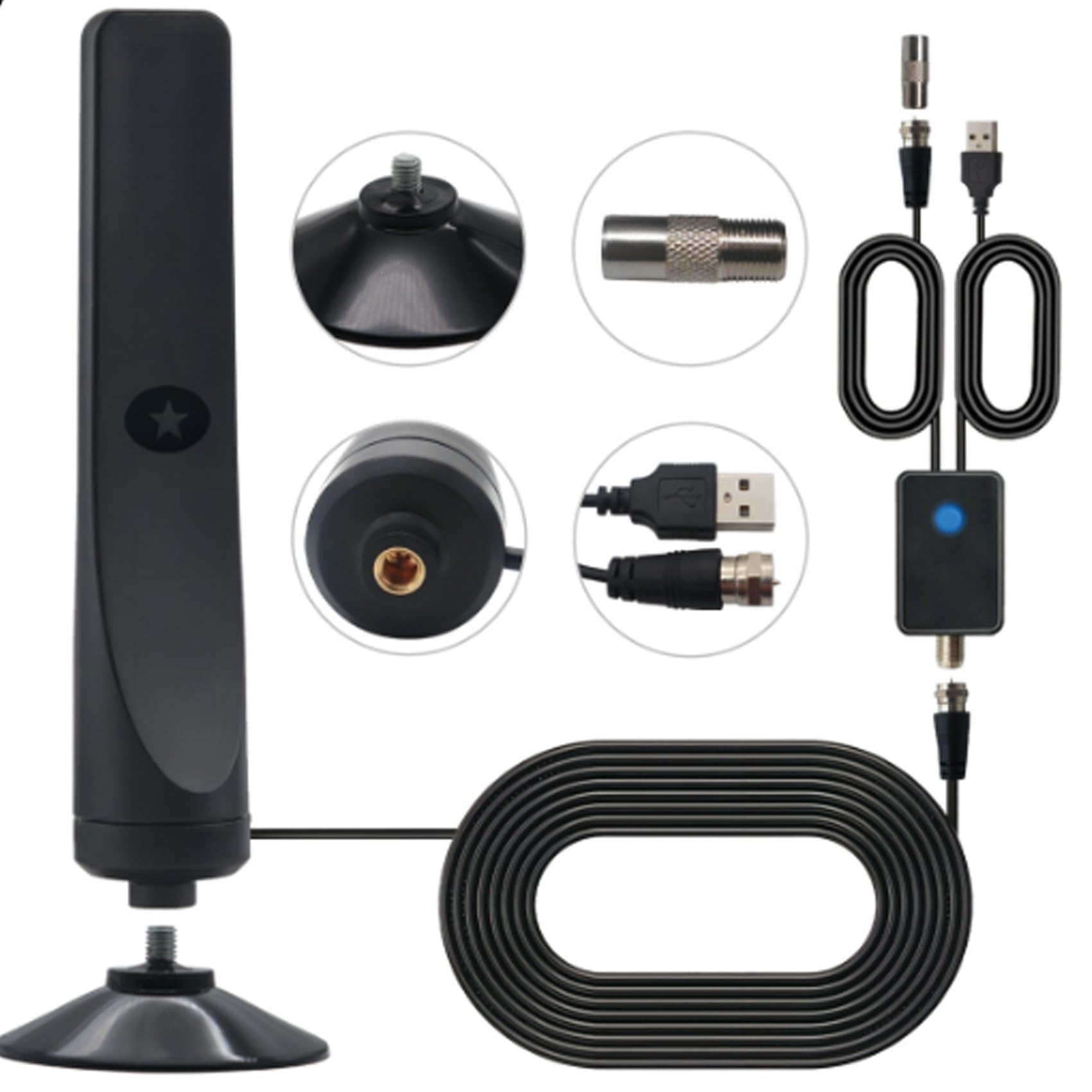 Wavemax Antenna TV, WaveMax, migliore antenna TV Wave Max 2024, amplificatore del segnale dell'antenna TV, antenna TV digitale HD amplificata, supporta 1080p, 2K, 4K, 8K, con cavo coassiale ad alte