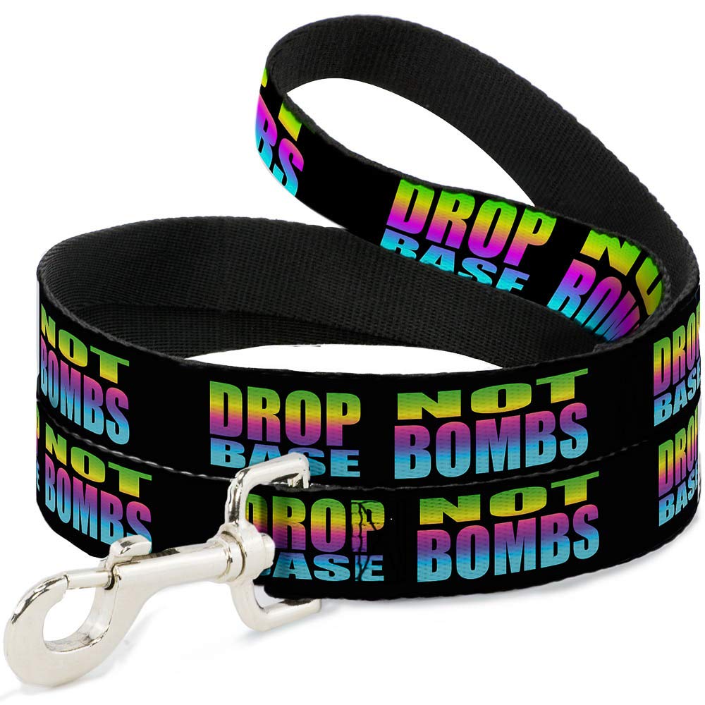 Laisse Buckle-Down Drop Bass Not Bombs chien nylon noir arc-en-ciel originale