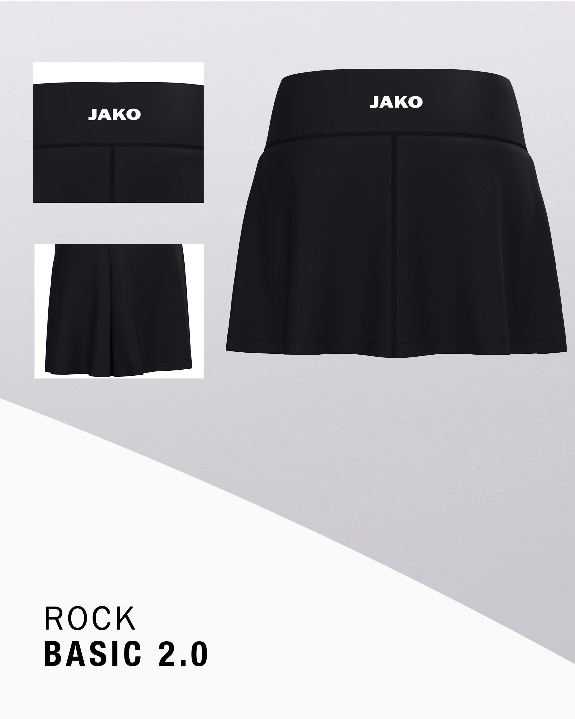 JAKO Rock Basic 2.0 Damen Sportrock – Funktionsrock mit integrierter Innenhose und Seitentasche für sicheren Halt, Activewear für Running & Tennis