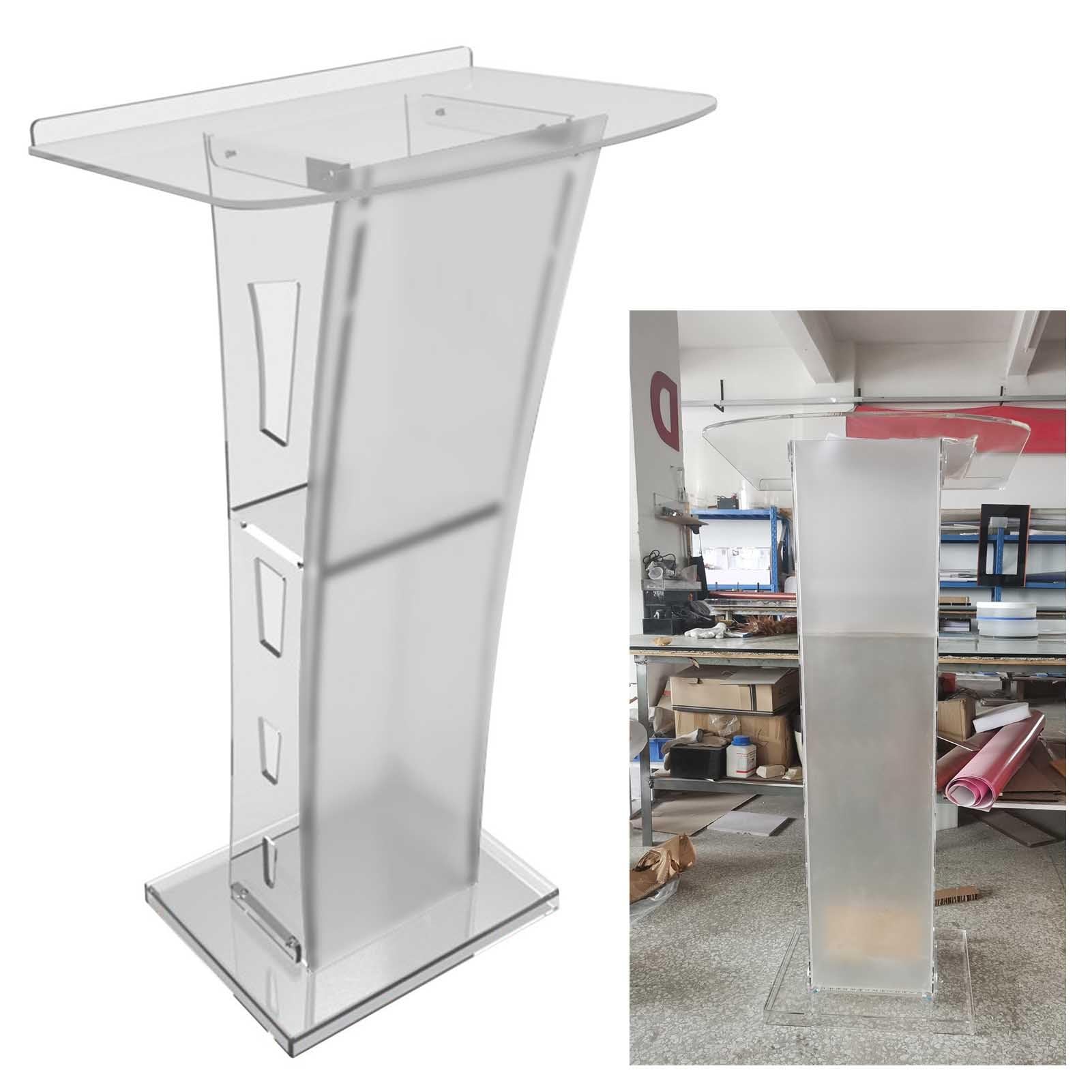 ZIMGOD Acrylic Pulpit Table Podium Stand, Clear Lecture Podium for Church Wedding, Ergonomic Lectern Stand with Rectangular Base, School Teacher Podiums