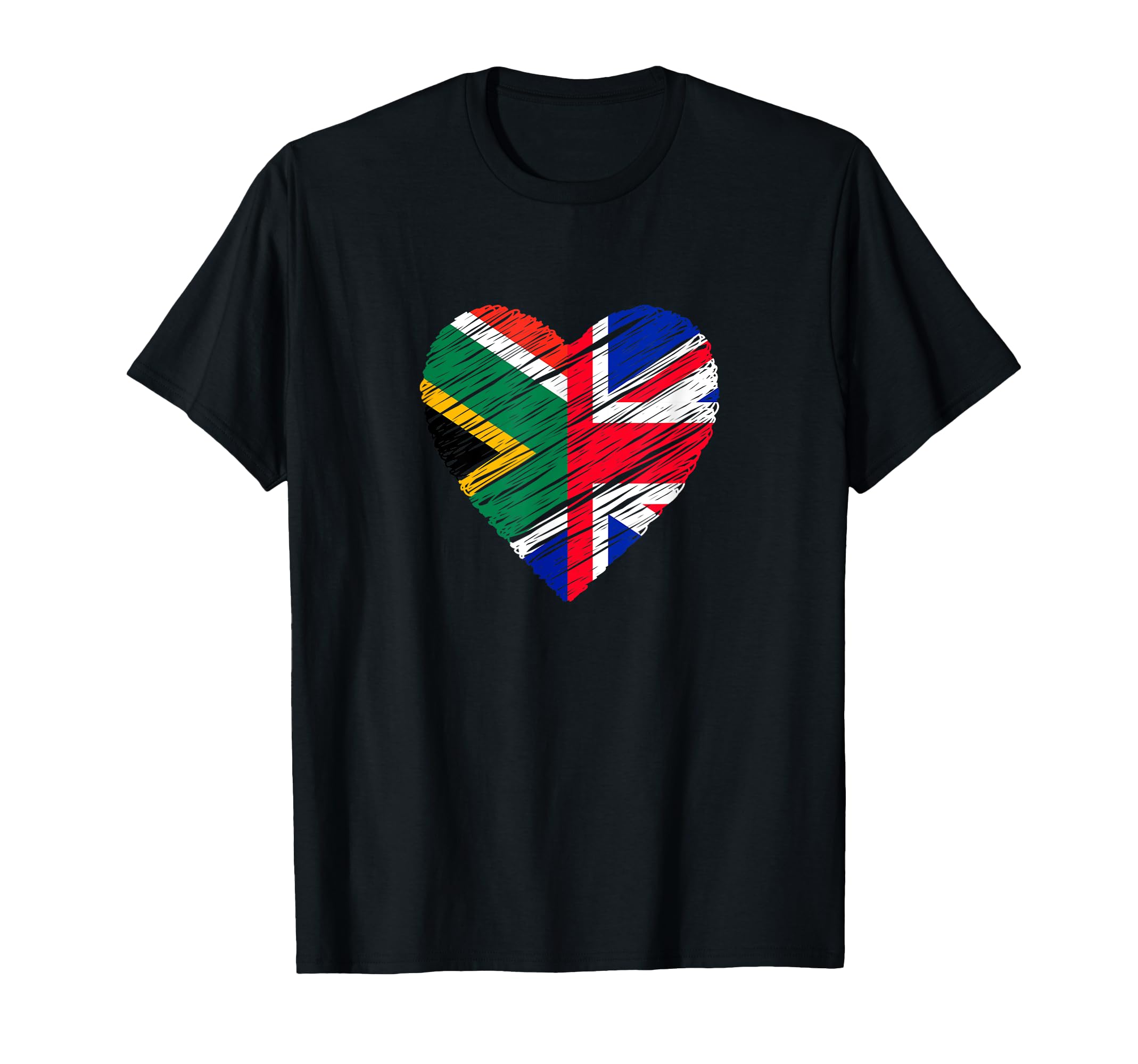 South Africa Great Britain Heart UK Flag African Flag Heart T-Shirt