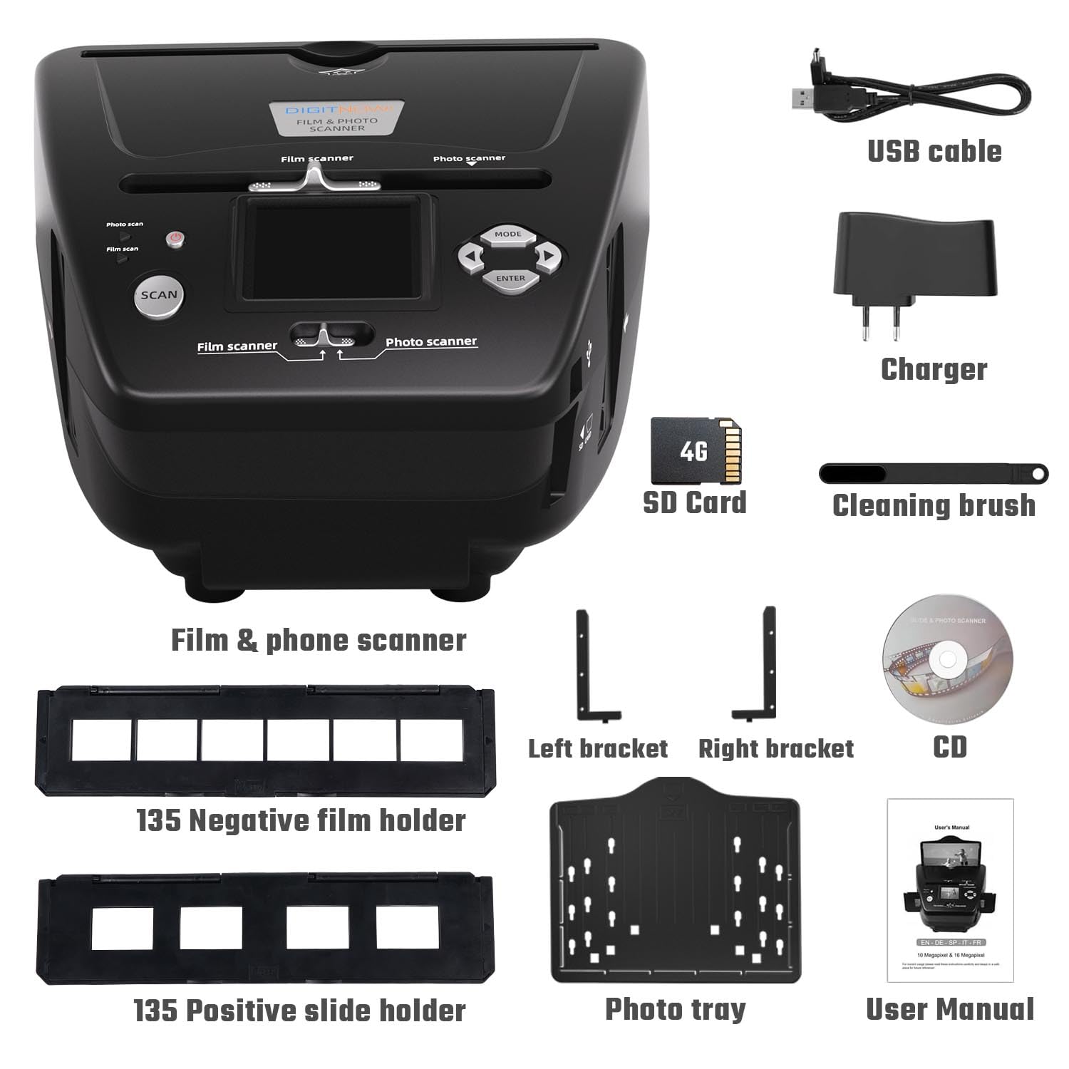 Scanner de Diapositives et Négatifs 35 mm - Conversion au Format Numérique JPEG - 14MP/22MP - Carte Mémoire 4 Go Incluse