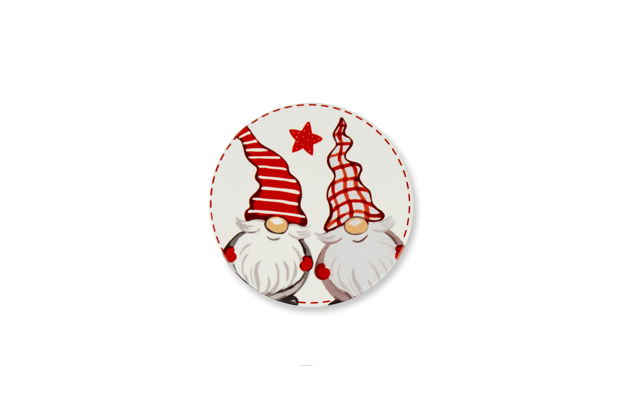 Excelsa Gnomo Set 6 Sottobicchieri, Ceramica, Base in Sughero, Diametro 10,5 Cm., Multidecoro