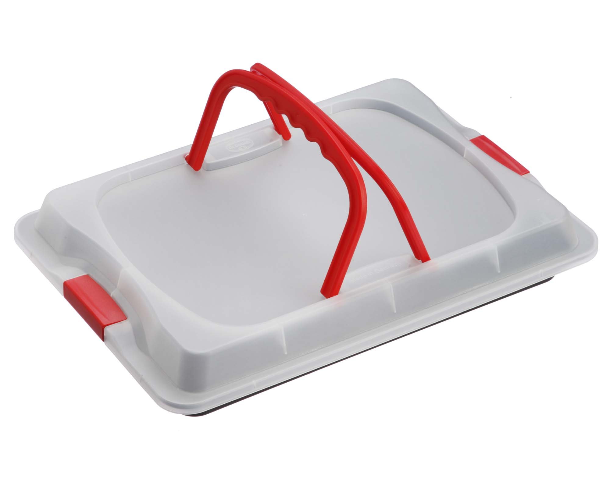 Dr. Oetker Rechteck-Springform mit Haube 38 x 25 cm Emaille, eckiges Kuchenblech, 1 Stück & Backblech 3in1 mit Transporthaube, Ofenblech zum Backen, Aufbewahren & Transportieren, 42 x 29 cm