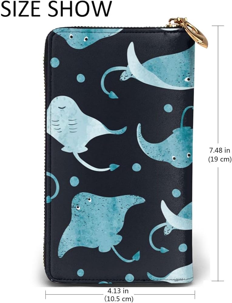 Amazon | [zhandiffy] マンタと魚 真皮ラウンドファスナー長財布